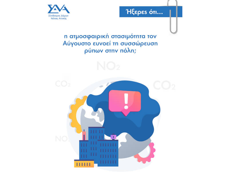 Ήξερες ότι... η ατμοσφαιρική στασιμότητα τον Αύγουστο ευνοεί τη συσσώρευση ρύπων στην πόλη;
